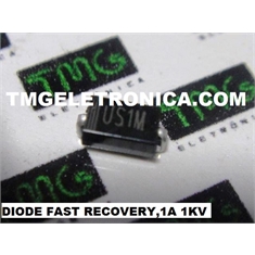US1 - Diodo SMD US1M, Switching, FAST RECOVERY Repetitive Reverse, 1A, 1KV, DO-214AC - US1M - Diode Switching, FAST RECOVERY